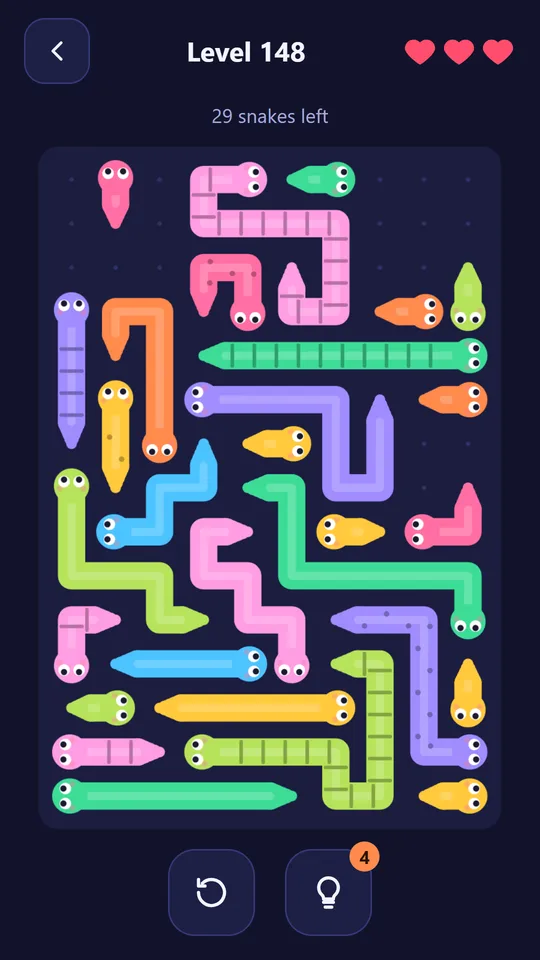 A full board of colorful snakes